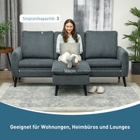 HOMCOM Ecksofa, 3-Sitzer-Sofa mit Fußhocker, Stoffbezug, L-förmiges Couch-Set, Dunkelgrau – Produktabbildung 5