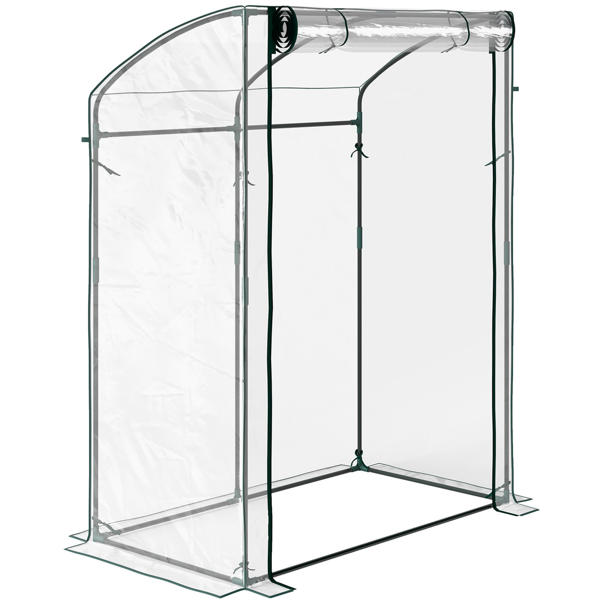 Greenhouse with door, arched roof, winterproof steel foil greenhouse, hothouse 128 x 70 x 170 cm transparent