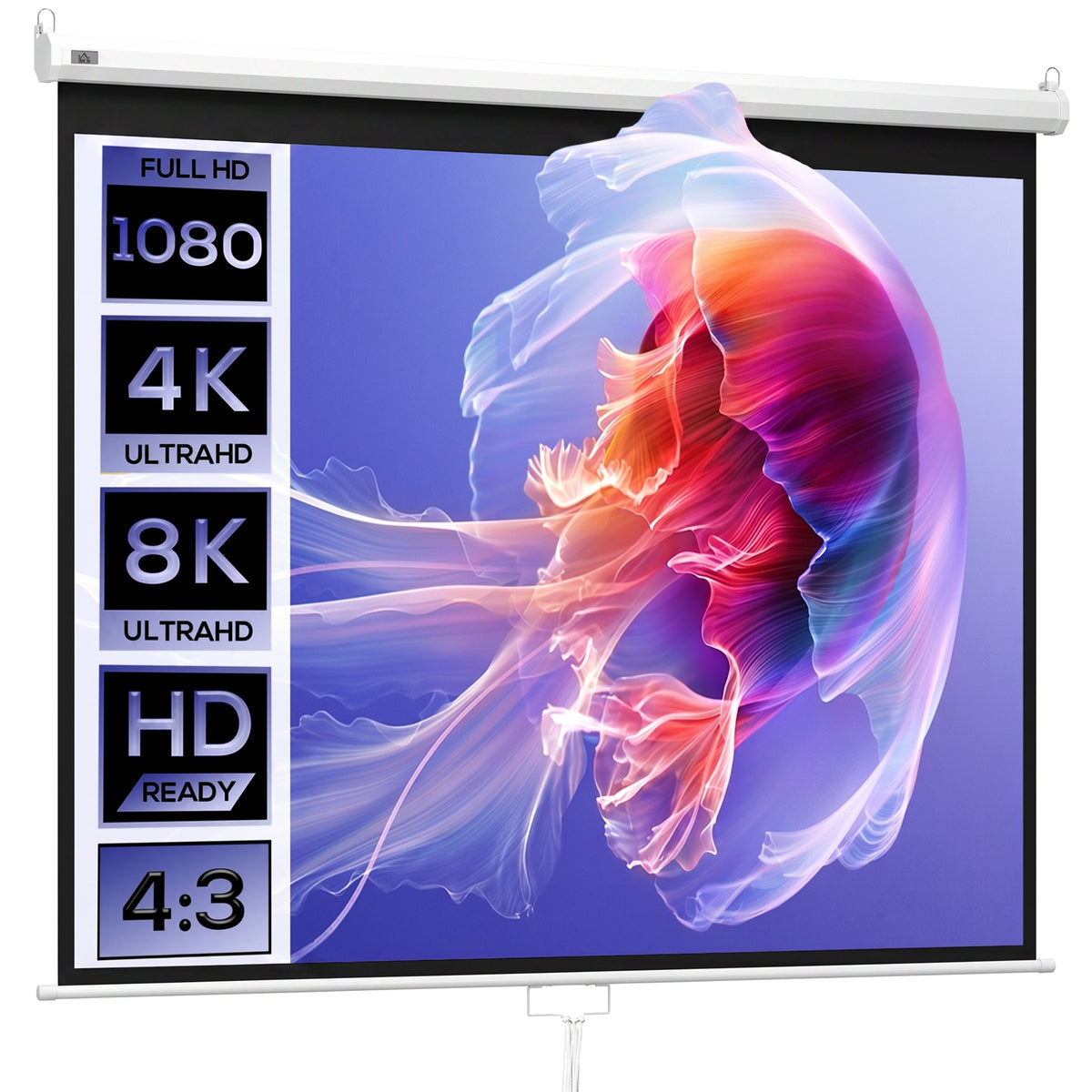 HOMCOM Beamer Leinwand 244 x 183 cm 120 Zoll 4:3/ 16:9 Projektionsleinwand Manuell für Heimkino