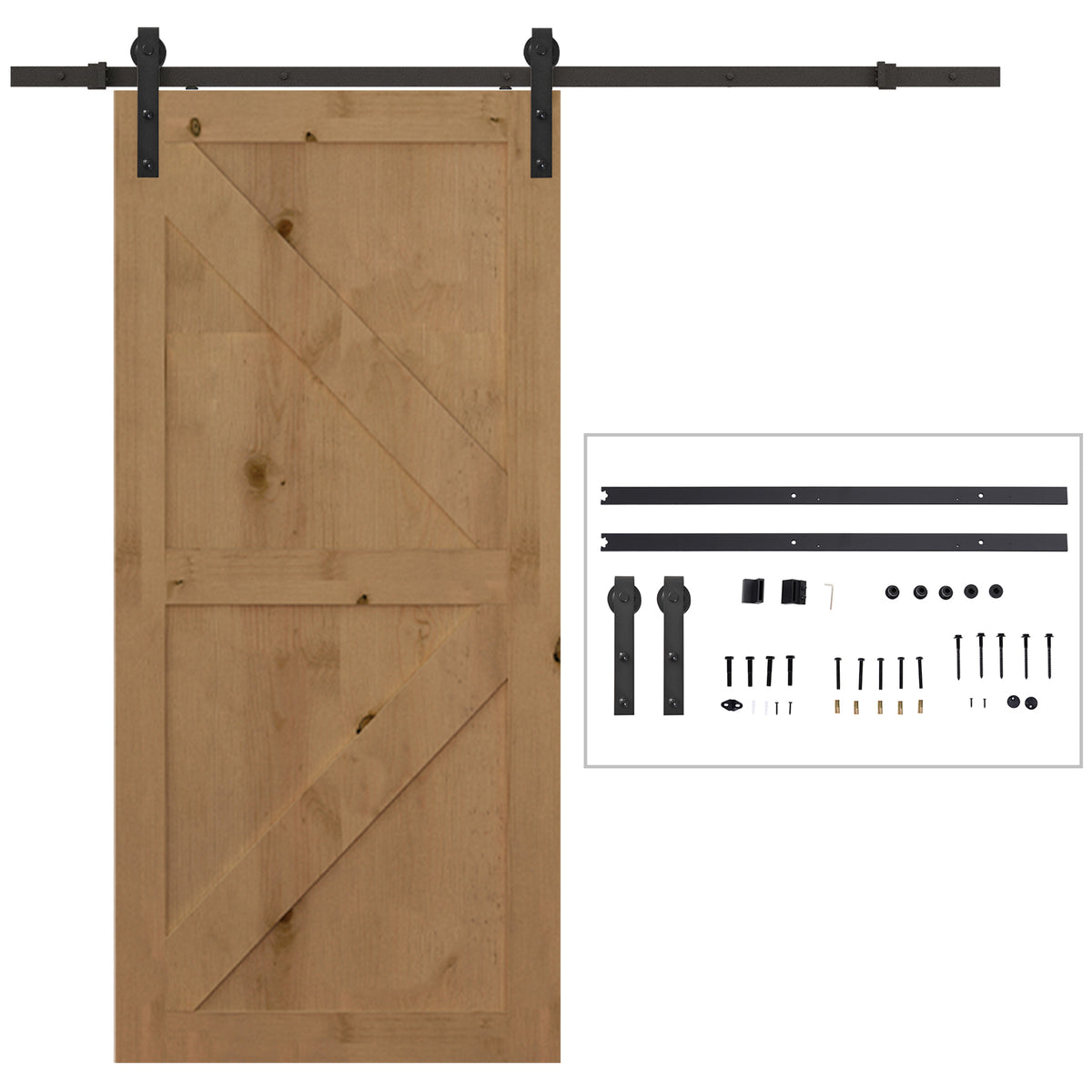 HOMCOM Gleitschienen-Bausatz für Schiebetür, bis 90 kg, Kohlenstoffstahl, 200 cm, Schwarz, inkl. Werkzeuge