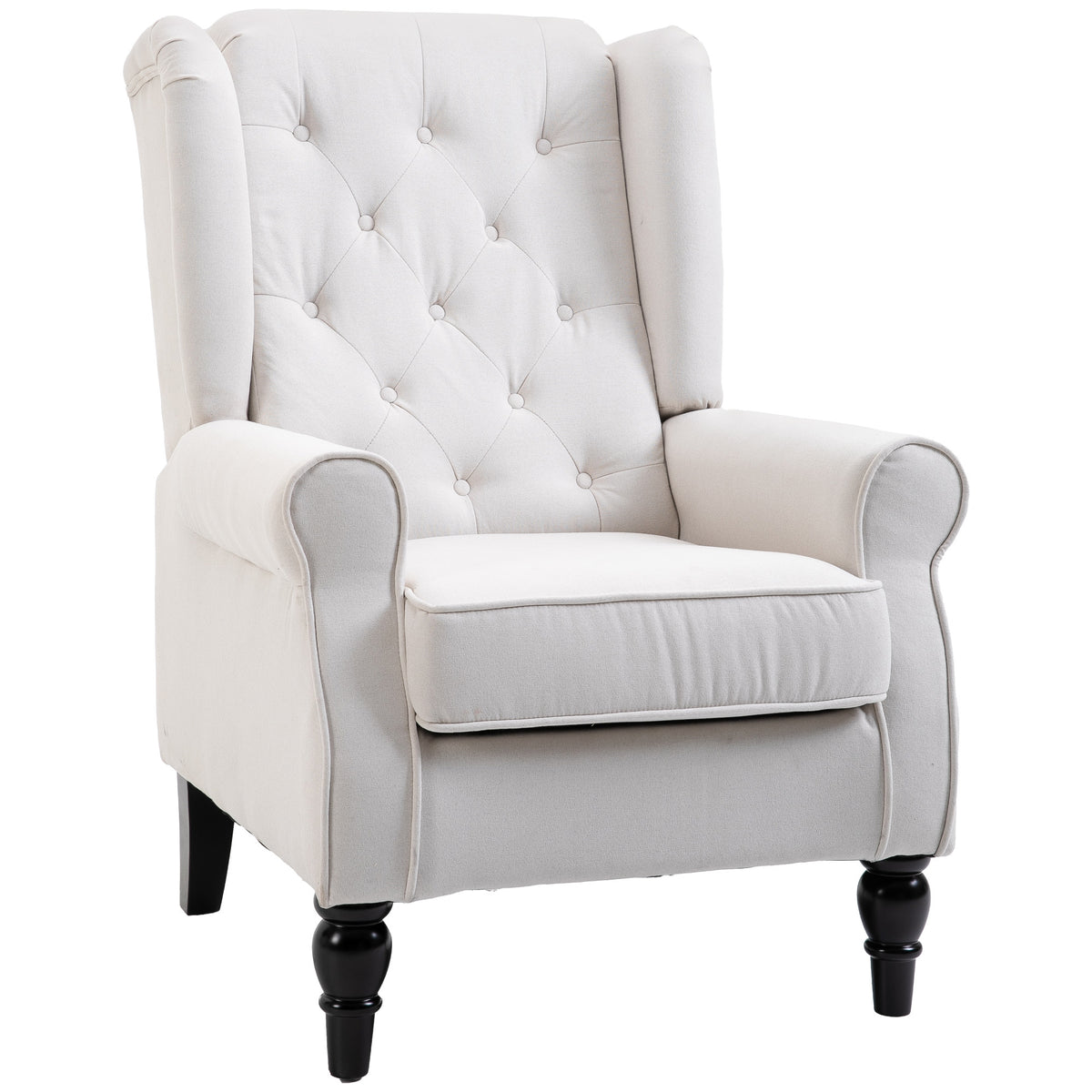 HOMCOM Ohrensessel Relaxsessel Sessel, Vintage-Design, Knopfheftung, gedrechselte Beine, 74 cm x 86 cm x 102