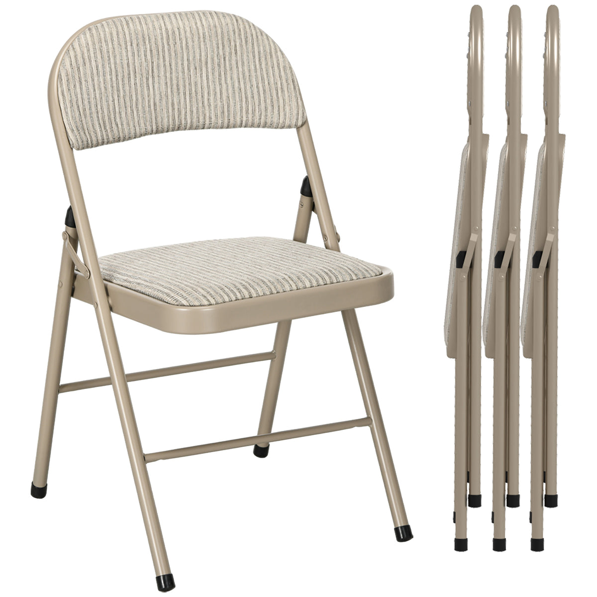 Set of 4 folding chairs, portable office chairs, steel legs, folding chair for office, reception, waiting room