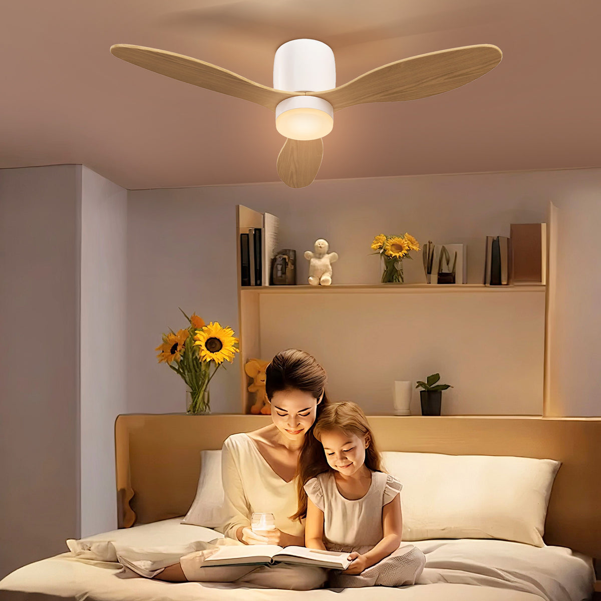 HOMCOM Deckenventilator mit einstellbarem Licht und Fernbedienung 115 cm, 3 Farben, 3 Flügel, 6 – Produktabbildung 2