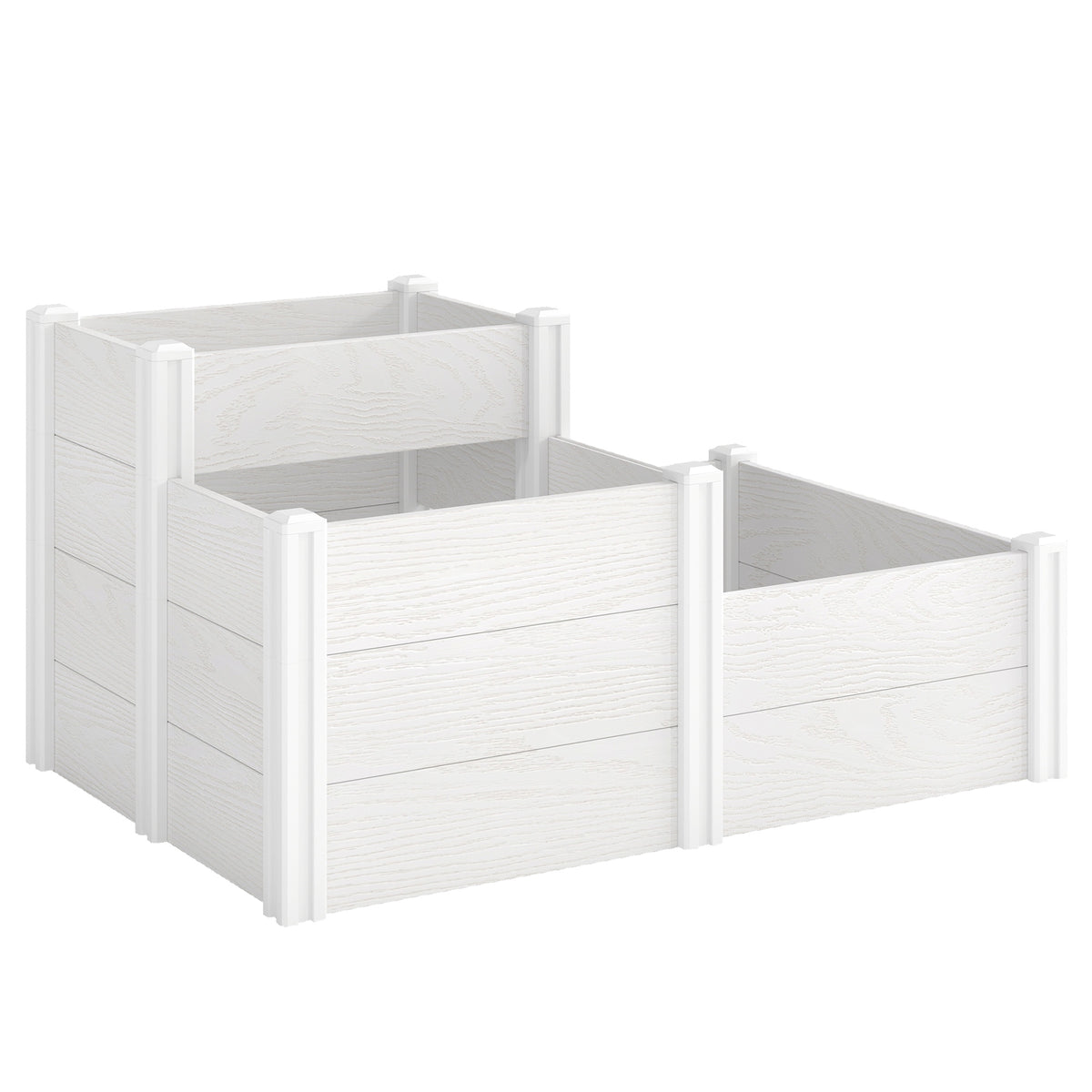 Outsunny Hochbeet 3-stufig Stapelbar Gartenbeet mit Offenem Boden, modulares Kräuterbeet DIY Montage