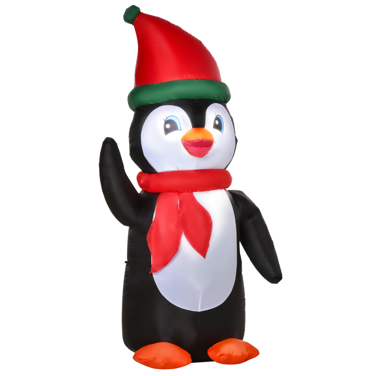 HOMCOM 155cm Aufblasbarer Weihnachtspinguin Weihnachtsdeko mit 3 Eingebauten Lichtern, Aufblasbare