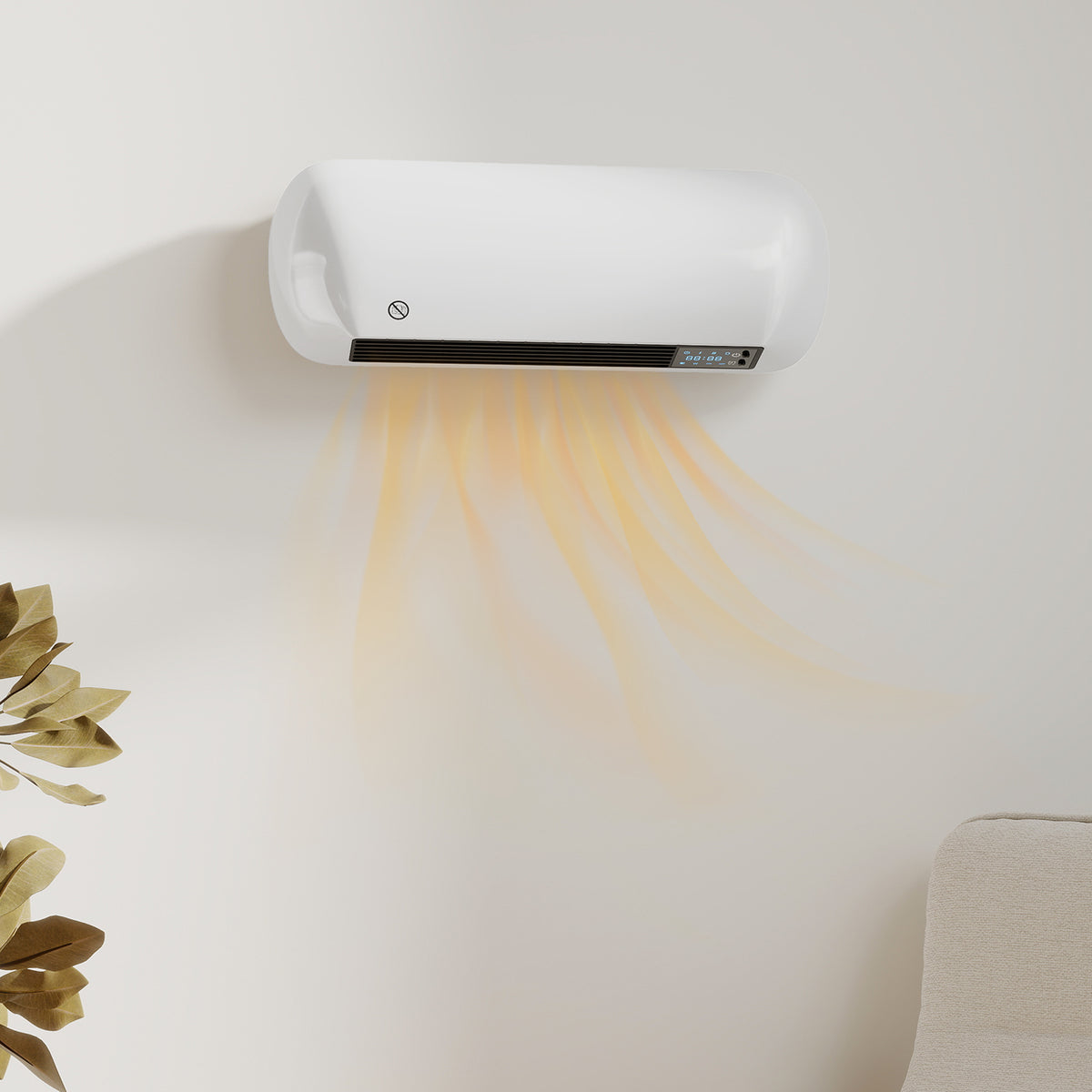 HOMCOM Wand Heizlüfter 2000W Keramik Wandheizgerät mit Ventilator, 2 Leistungsstufen, LED-Display – Produktabbildung 2