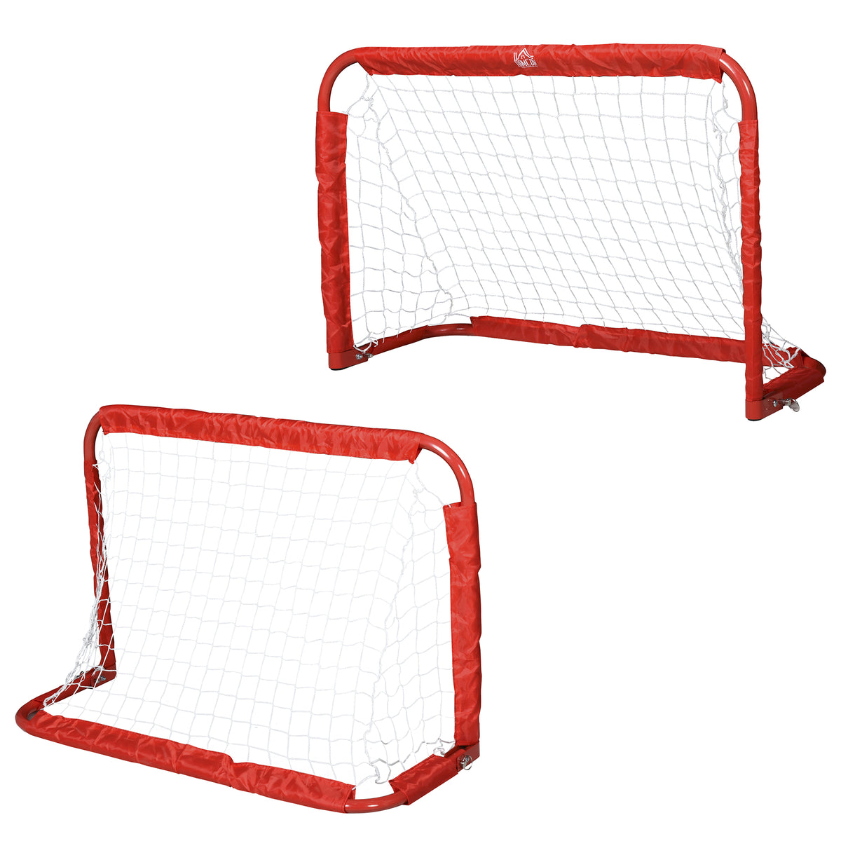 Soccer goal set, 2 foldable mini goals, metal frame, incl. tools, 90 x 36 x 60 cm, red