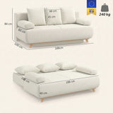 HOMCOM Schlafsofa mit verstellbarer Rückenlehne, Bettfunktion, verstecktem Stauraum und Cordbezug, Beige – Produktabbildung 3