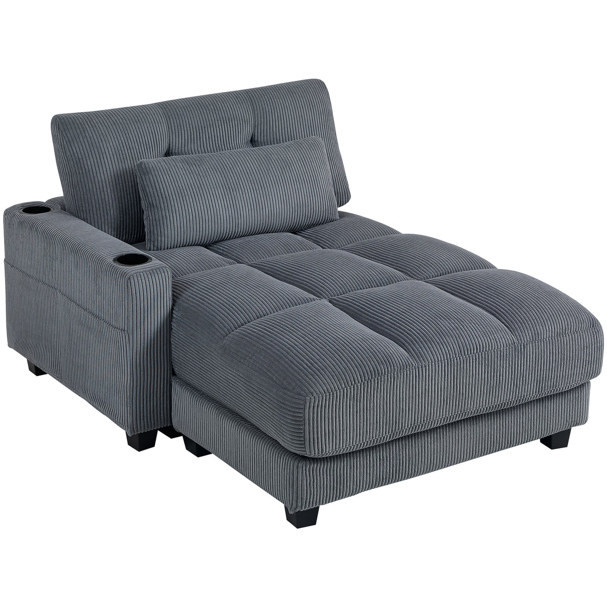 HOMCOM Sofa-Bett mit Kissen, Schaumstoff, zum Bett umwandelbar, Becherhalter, Grau