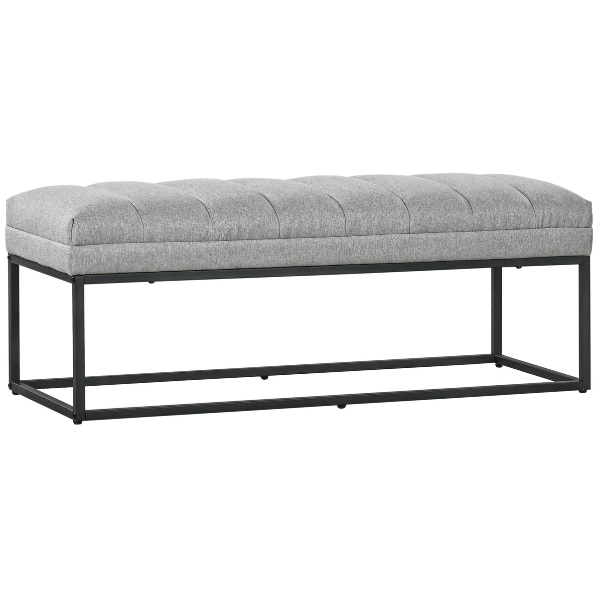 Industrial design bench, bed bench, metal legs, pink + black