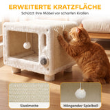 PawHut Katzenhaus im TV-Design, Katzenhöhle mit Hängematte und Spielball, Sisal-Kratzmatte, für Katzen – Produktabbildung 6