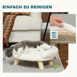 PawHut Haustierbett für Katzen und Hunde bis 5kg/30cm, waschbarer Plüschbezug, Cremeweiß, 47 x 40 x 20 – Produktabbildung 6