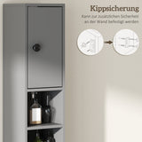Bathroom cabinet, 4 shelves, drawer, chipboard, slim design, grey (5)