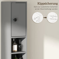 Bathroom cabinet, 4 shelves, drawer, chipboard, slim design, grey (5)