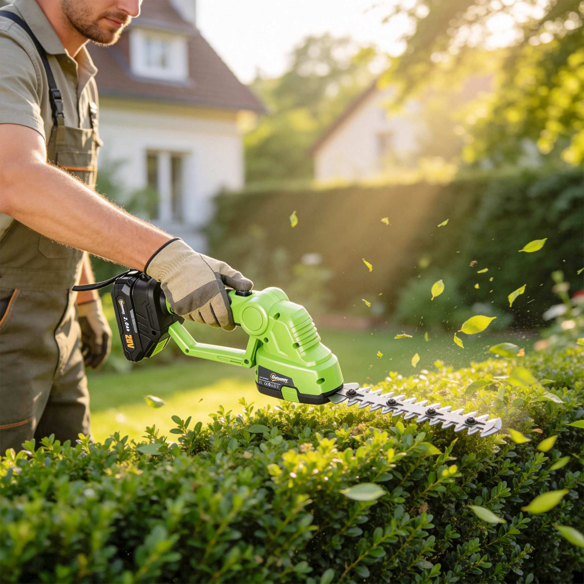 Outsunny 2-in-1 Akku Heckenschere Elektrischer Hecken & Strauchschere mit 20/10cm Schnittlänge – Produktabbildung 2