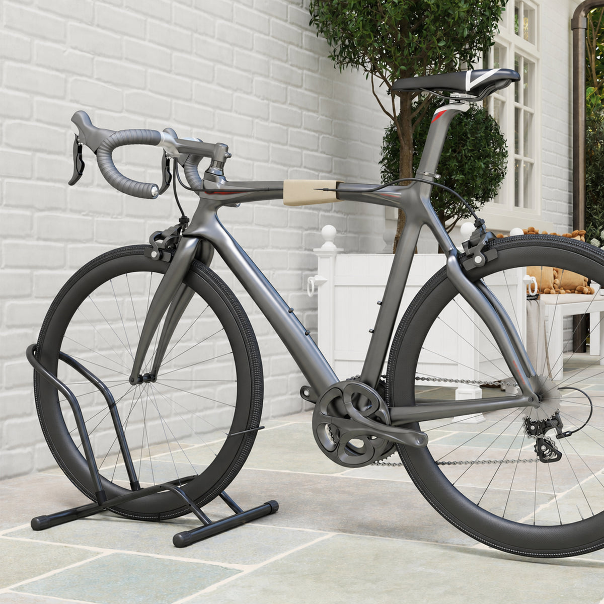 Fahrradständer für Fahrräder Stahl Fahrradhalter mit 85 mm Reifenbreiten freistehender 59 x 41 x 38 cm – Produktabbildung 2