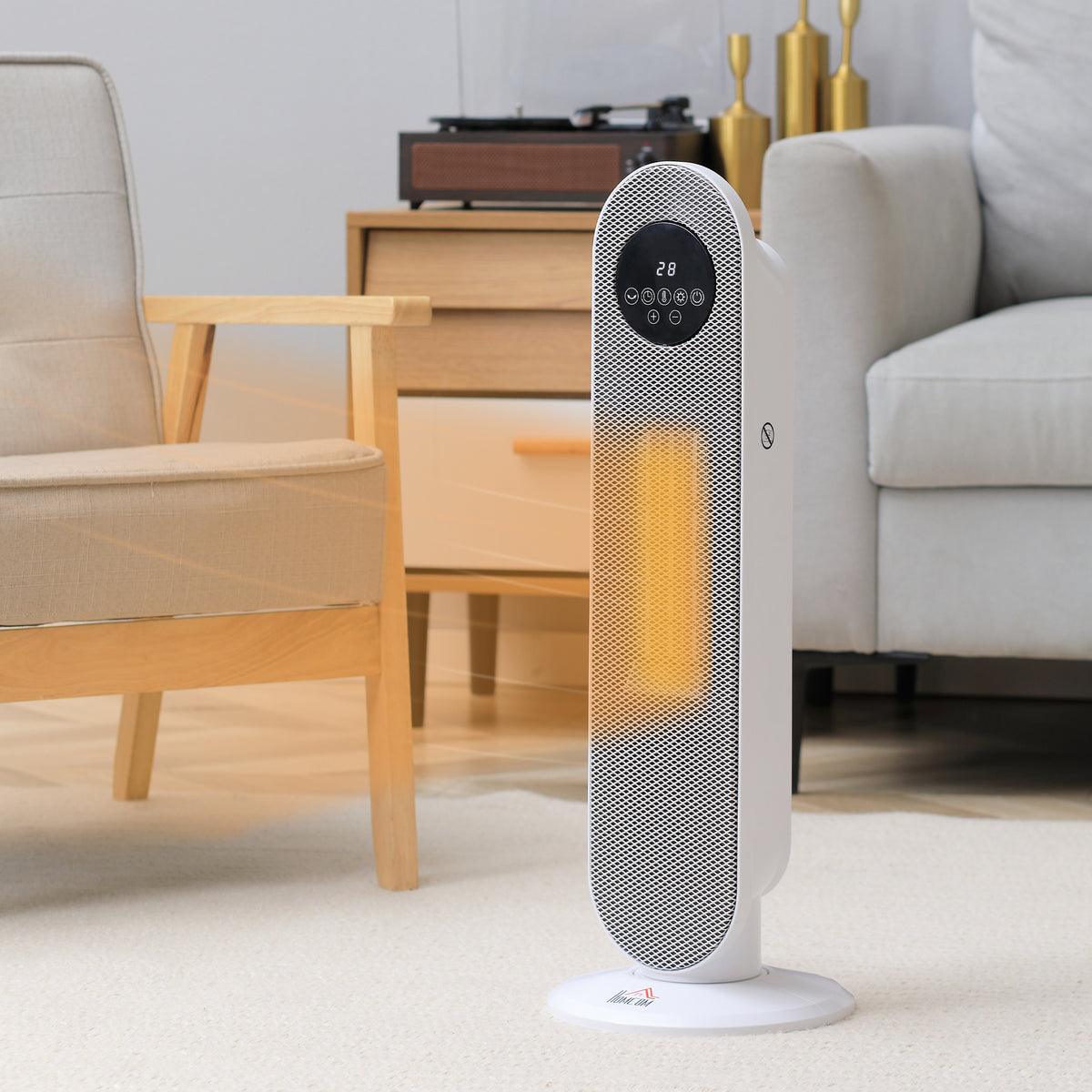 HOMCOM Heizlüfter 2000W Heizlüfter, PTC Keramik Elektrische Heizung mit Fernbedienung, Oszillation, 12h – Produktabbildung 2