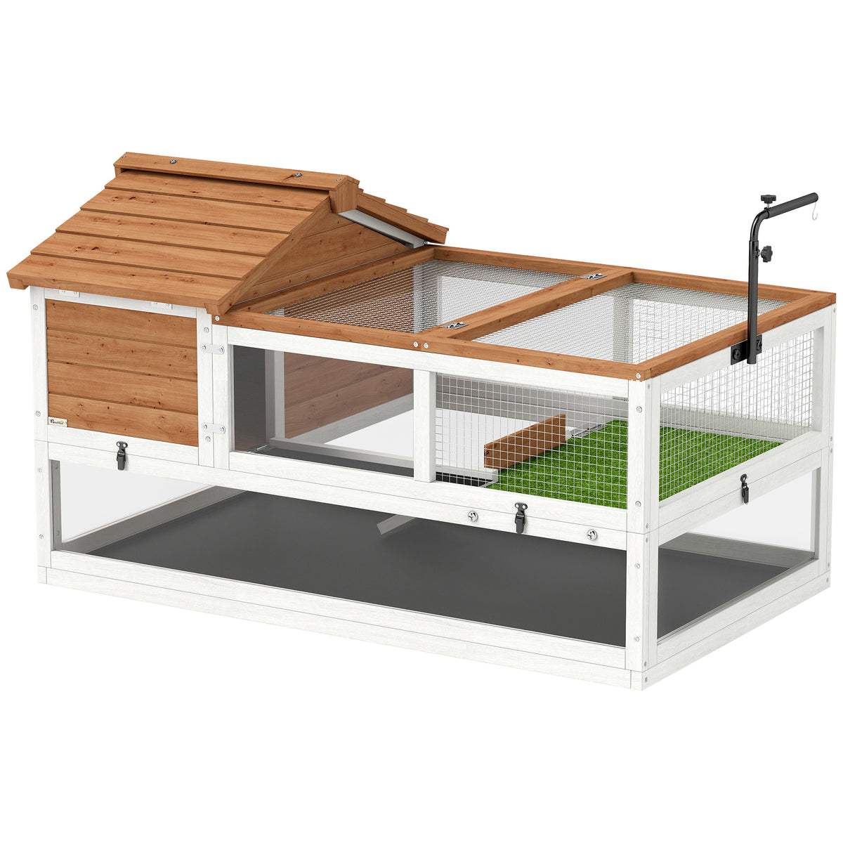 Tortoise house, 2-level enclosure, lamp holder, small animal cage, orange