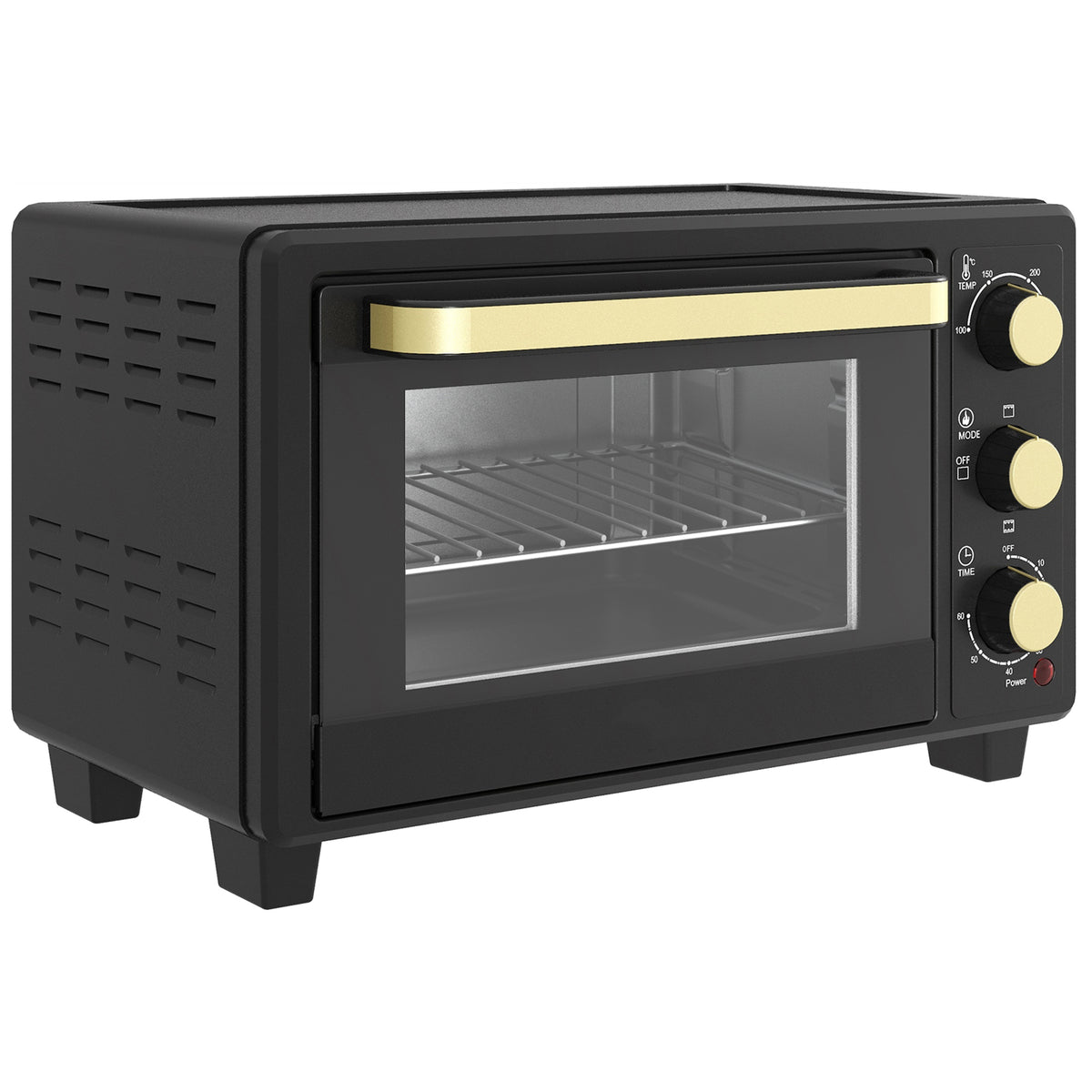HOMCOM Mini-Ofen, Toasterofen, Timer, Gitterrost, Backblech, Glasfenster, Metall, Schwarz