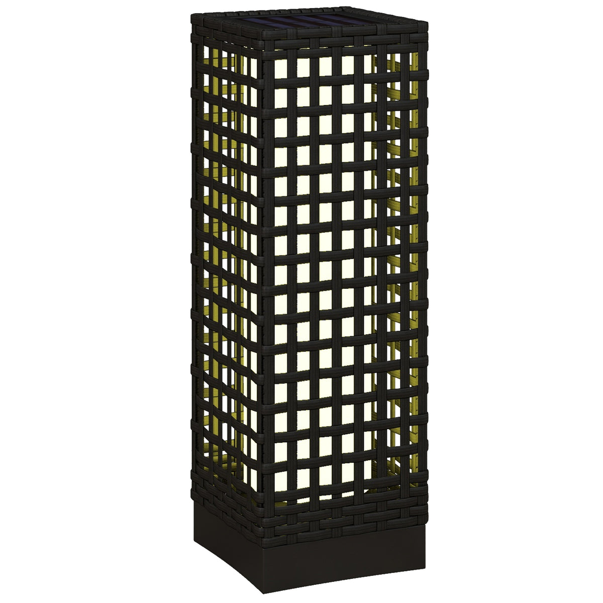 Outdoor light with solar module, automatic switch-on, 8h operating time, rattan look, steel, 15.5 x 15.5 x 46 cm