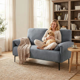 HOMCOM 2-Sitzer-Sofa, dicke Kissen, samtiger Bezug, Polstersofa, Schwarz – Produktabbildung 5