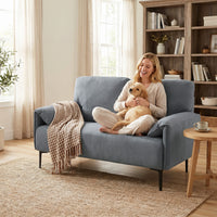 HOMCOM 2-Sitzer-Sofa, dicke Kissen, samtiger Bezug, Polstersofa, Schwarz – Produktabbildung 5