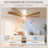 Ceiling fan with LED light, 6 speeds, remote control, light brown (7)