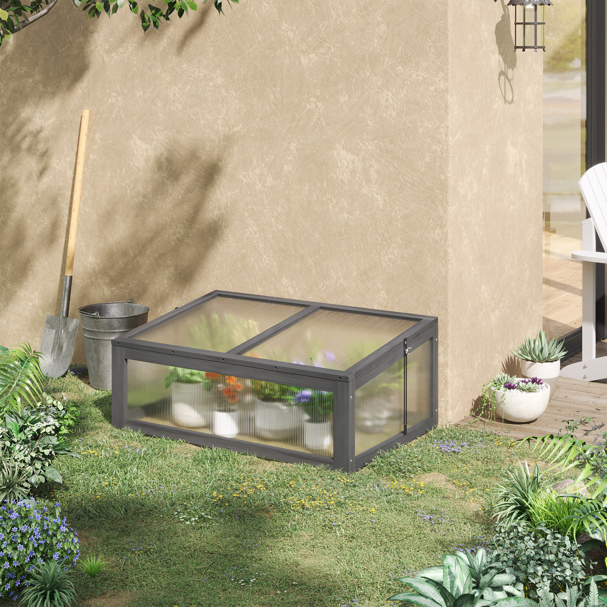 Mini greenhouse, small greenhouse for the garden, with PC panels, good light transmission, 100L x 65W x 40H cm (2)