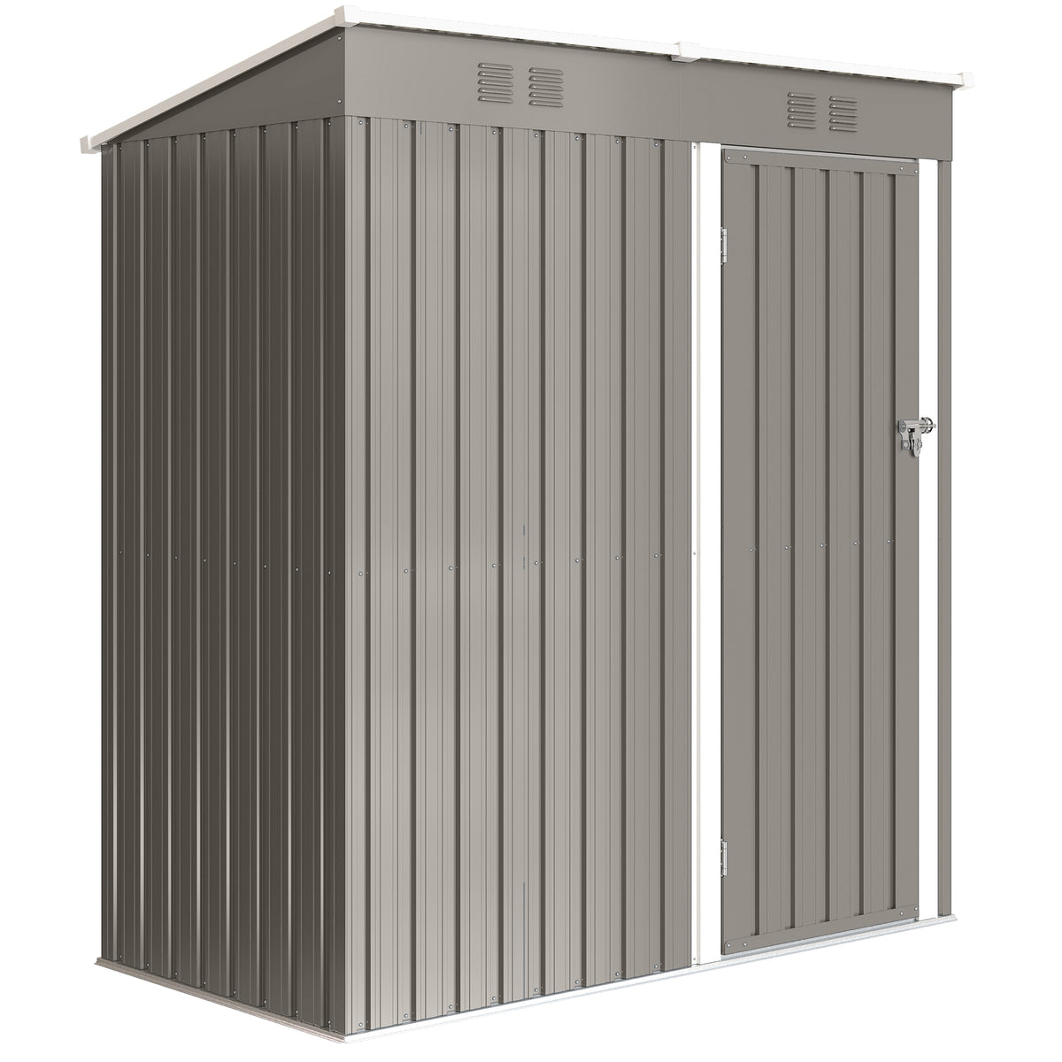 Outsunny Metall Gerätehaus 1,37 m², abschließbar Geräteschuppen mit Lüftung Pultdach Handschuhen, 163 x 90 x