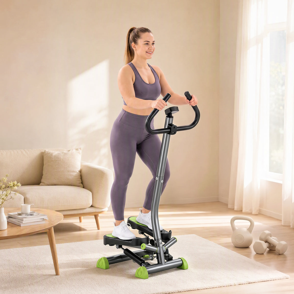 Stepper with LCD monitor 55 x 44 x 108cm Steel Grey+Green+Black (2)