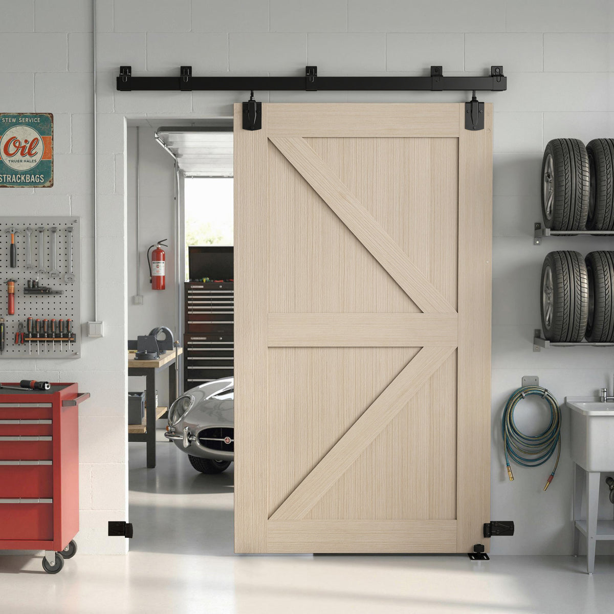 HOMCOM Schwerlast Schiebetür-Hardware-Set 183 cm Schwarz für Einzeltüren – Produktabbildung 2