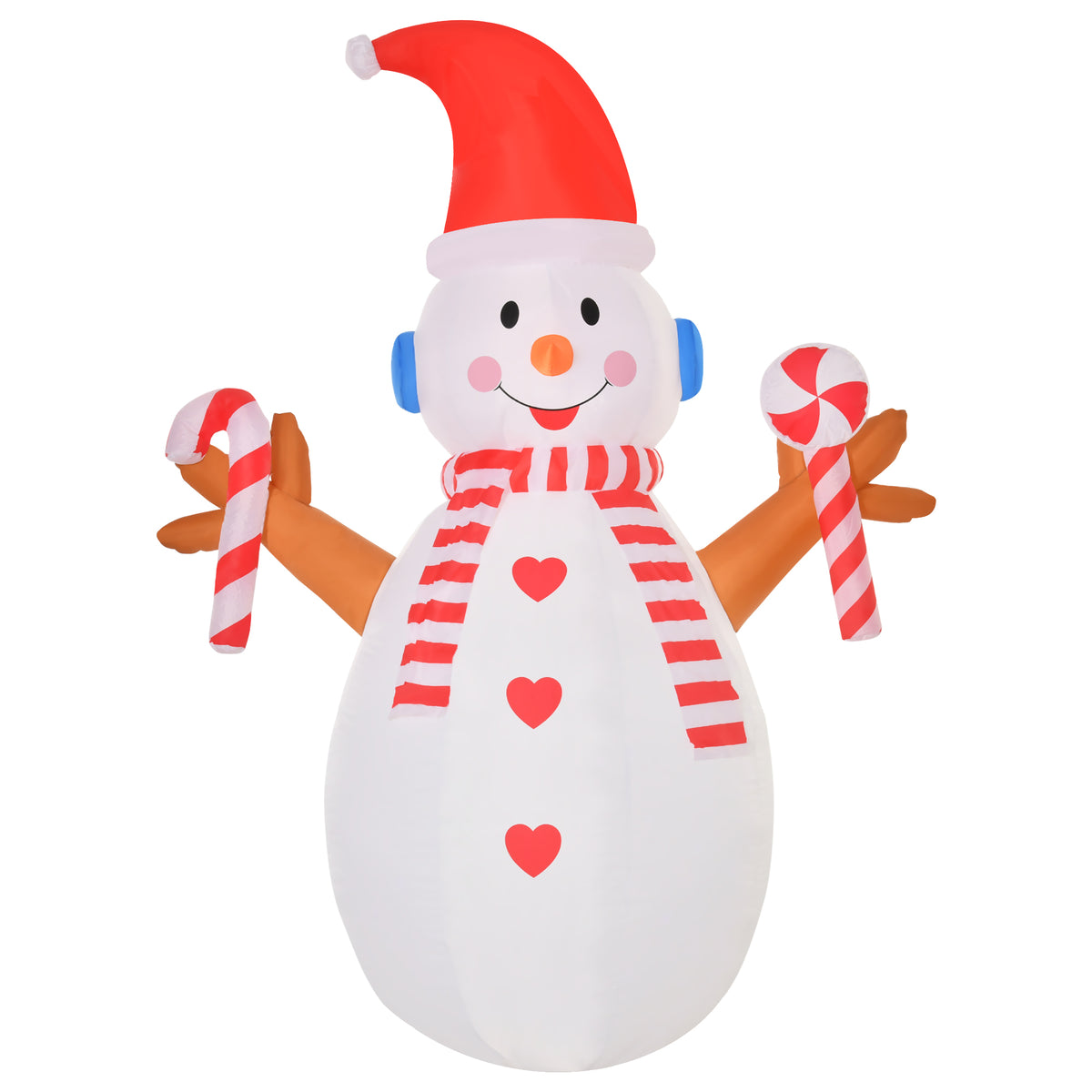 HOMCOM 2,4 m aufblasbarer Schneemann mit rotierender Beleuchtung Weihnachtsdeko für den Innen- und