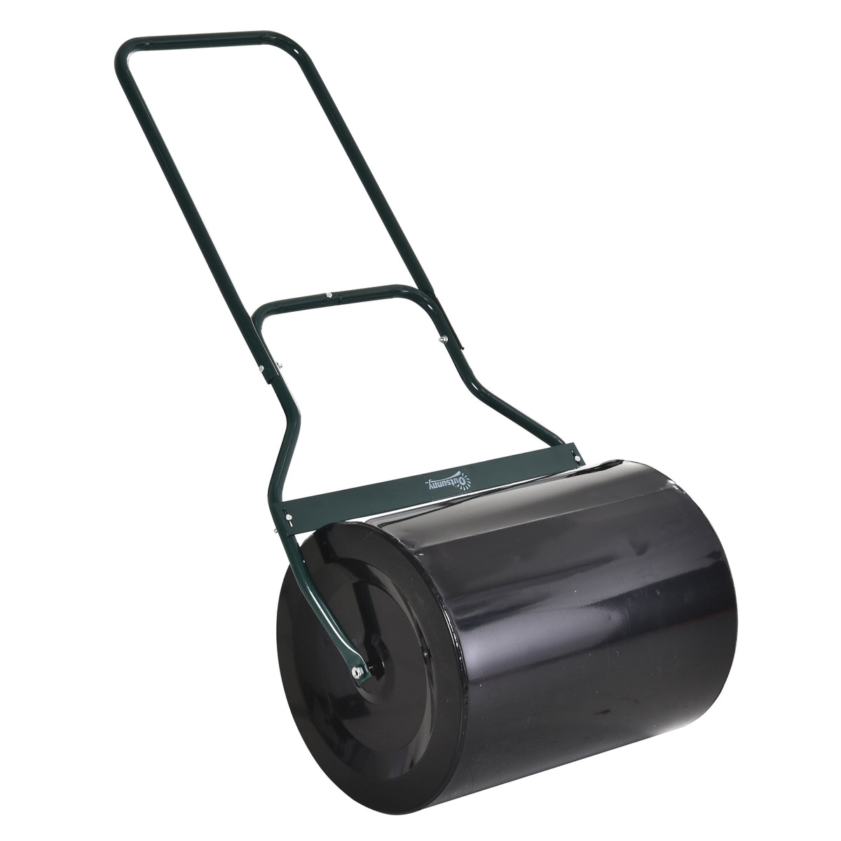 Lawn roller with U-handle, garden roller, 40 cm diameter, 60 L water/sand filling, metal, black 57 x 40 x 123 cm