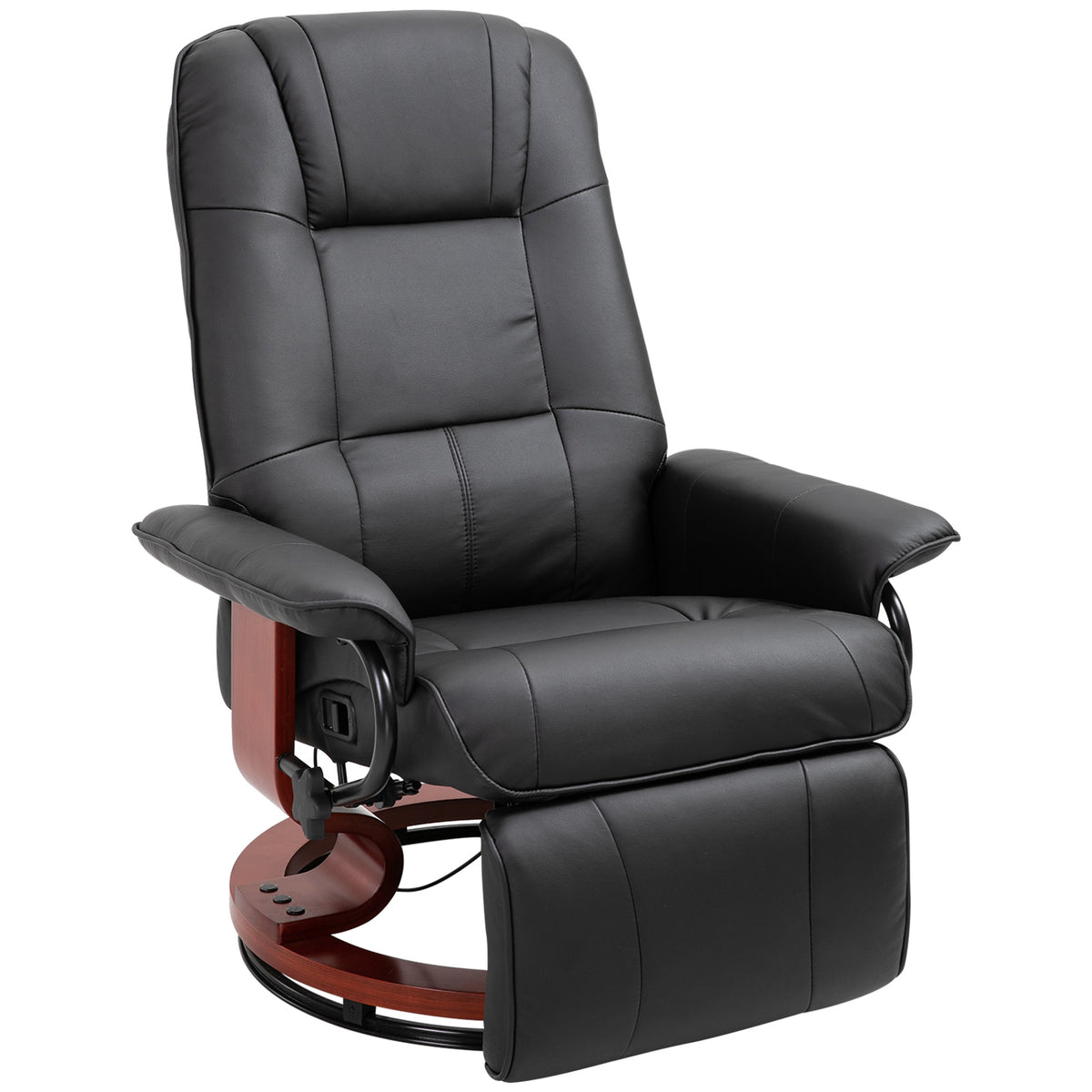 Recliner TV Chair Lounge Chair Faux Leather 360° Swivel Chair 145° Reclining Black 78 x 87 x 100 cm