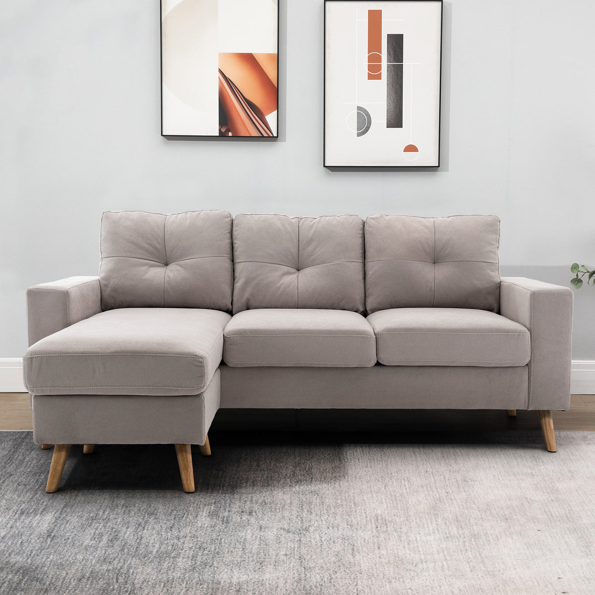 3-seater corner sofa, linen look, reversible chaise longue, 193x136x85 cm, light grey (10)