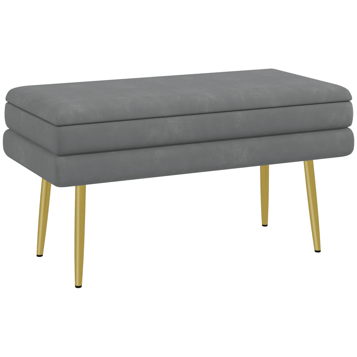 Upholstered storage bench, steel, 79.5 cm x 37.5 cm x 43 cm, dark grey
