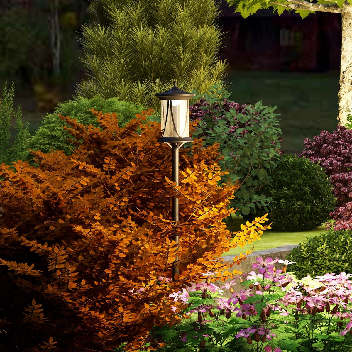 Solar outdoor light, LED, automatic operation, weatherproof, 6h lighting duration, 17W x 17D x 127Hcm, black (2)
