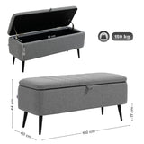 HOMCOM Sitzbank mit Stauraum Polsterbank mit Leinenoptik, Sitztruhe mit Stahlbeine 102 x 40 x 44 cm – Produktabbildung 3