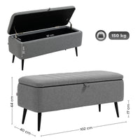 HOMCOM Sitzbank mit Stauraum Polsterbank mit Leinenoptik, Sitztruhe mit Stahlbeine 102 x 40 x 44 cm – Produktabbildung 3
