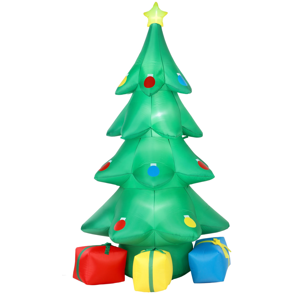 Outsunny Aufblasbarer Weihnachtsbaum 300 cm mit RGB-Stern LED-Licht, Geschenkboxen, XXL IP44 Wasserdicht für