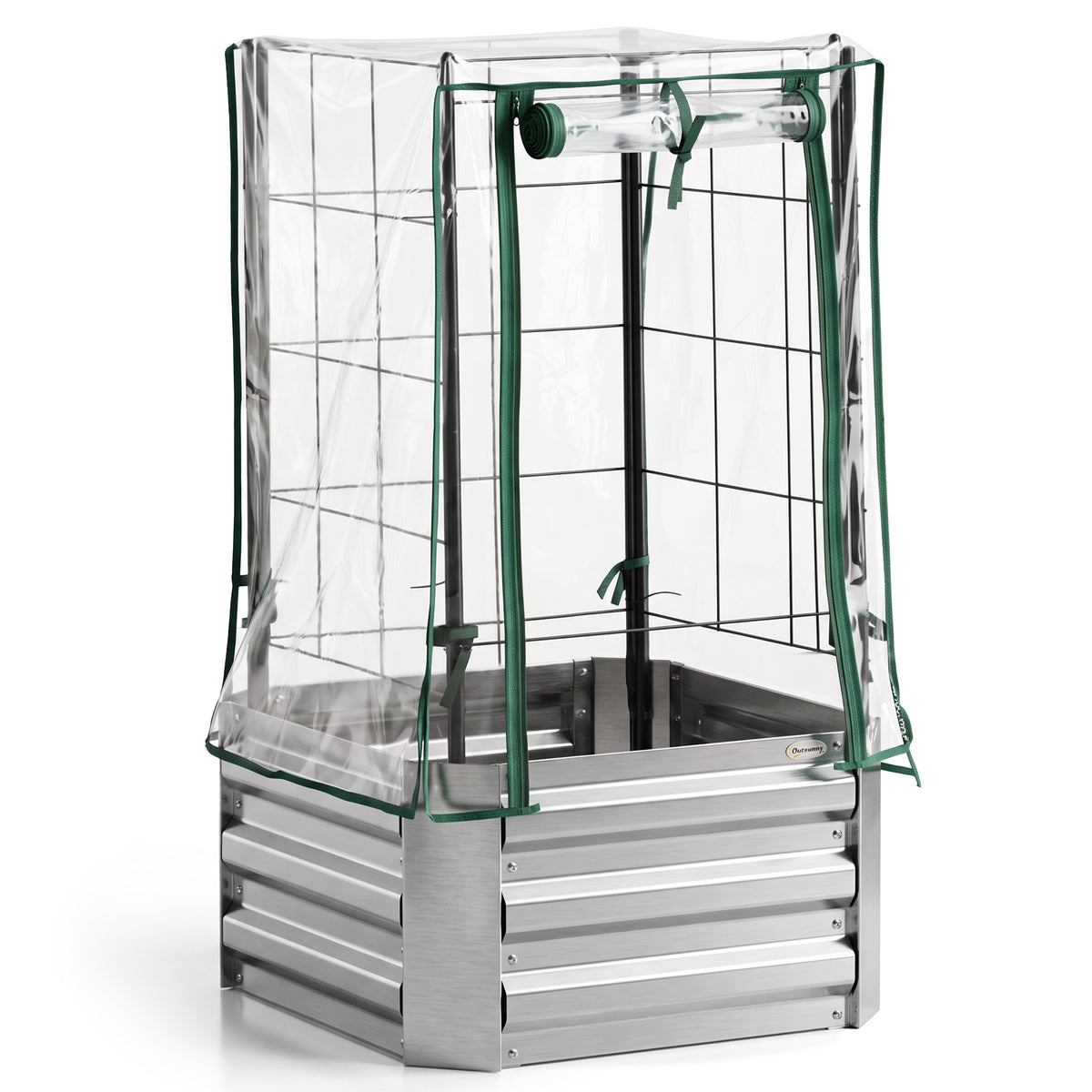 Raised bed, greenhouse, 3-piece set, with trellis, plastic cover, 53 x 53 x 90 cm