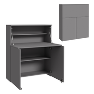 VERTO fold-out desk that folds away into a cupboard – Grey