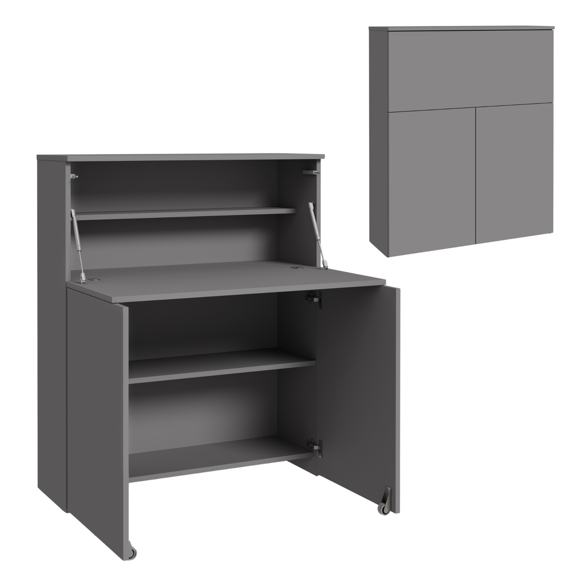 VERTO fold-out desk that folds away into a cupboard – Grey