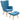 Accent chair with ottoman, corduroy-look recliner, armchair with wooden legs, for living room, blue