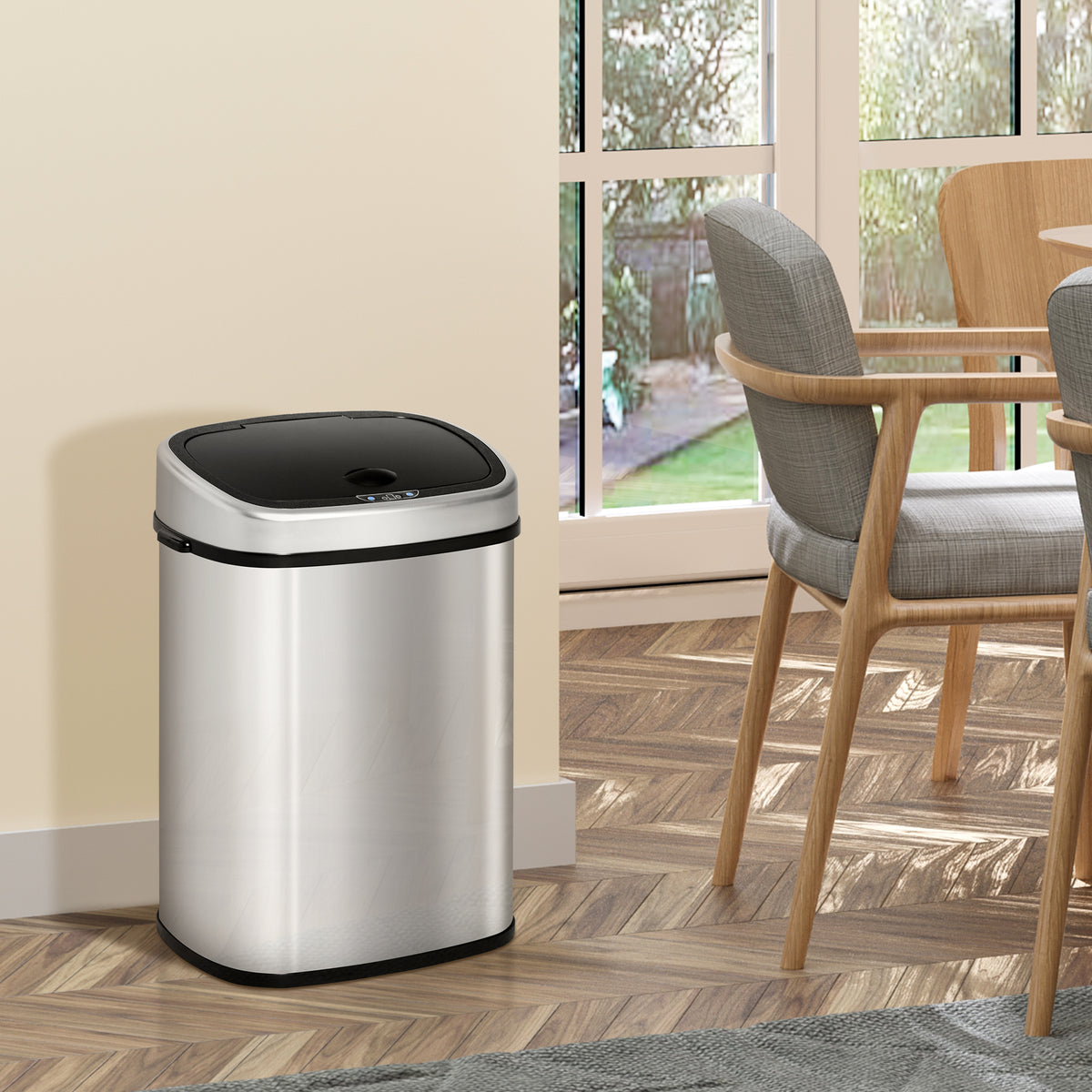 48L Sensor Trash Can Automatic Motion Sensor Bin, Waterproof Stainless Steel Waste Container for Kitchen, Office (2)
