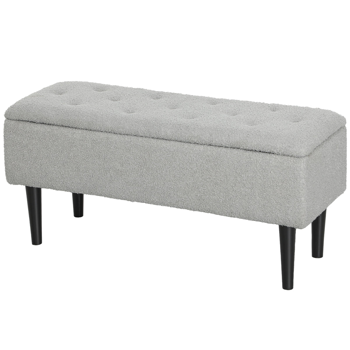 HOMCOM Sitztruhe, Sitzbank mit Stauraum, bis 120kg, Samtoptik, 95x38x45cm, Grau – Produktabbildung 7