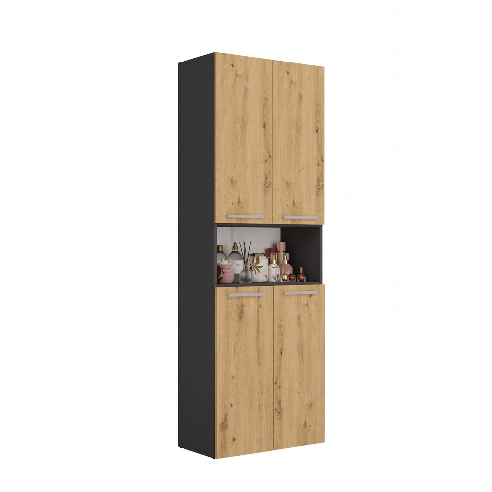 Badezimmer-Hochschrank Nel 2K/DK ANTHRAZIT ARTISAN – Produktabbildung 2