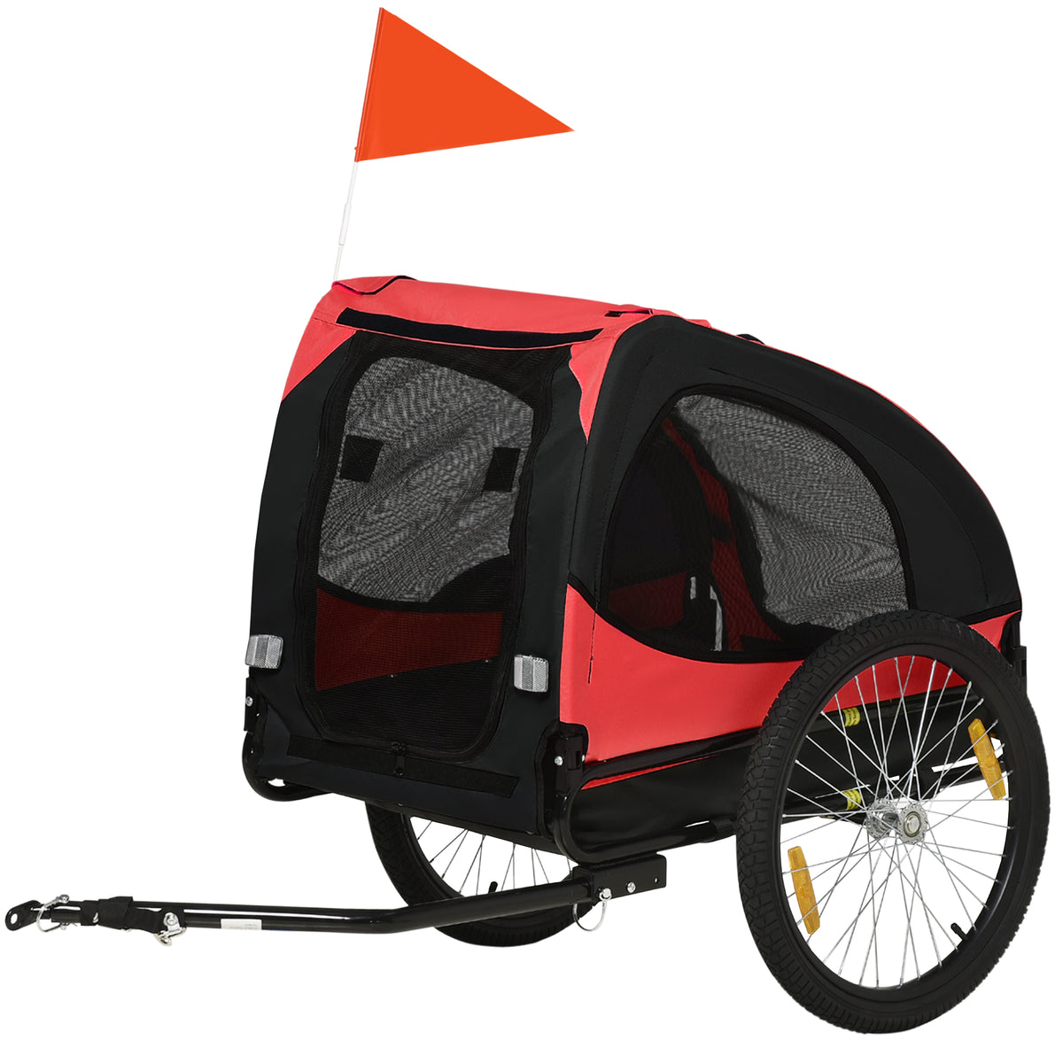 PawHut Hundeanhänger, klappbarer Fahrradanhänger für Hunde, wasserbeständig, Oxfordstoff, Metall, 140 x 71 x