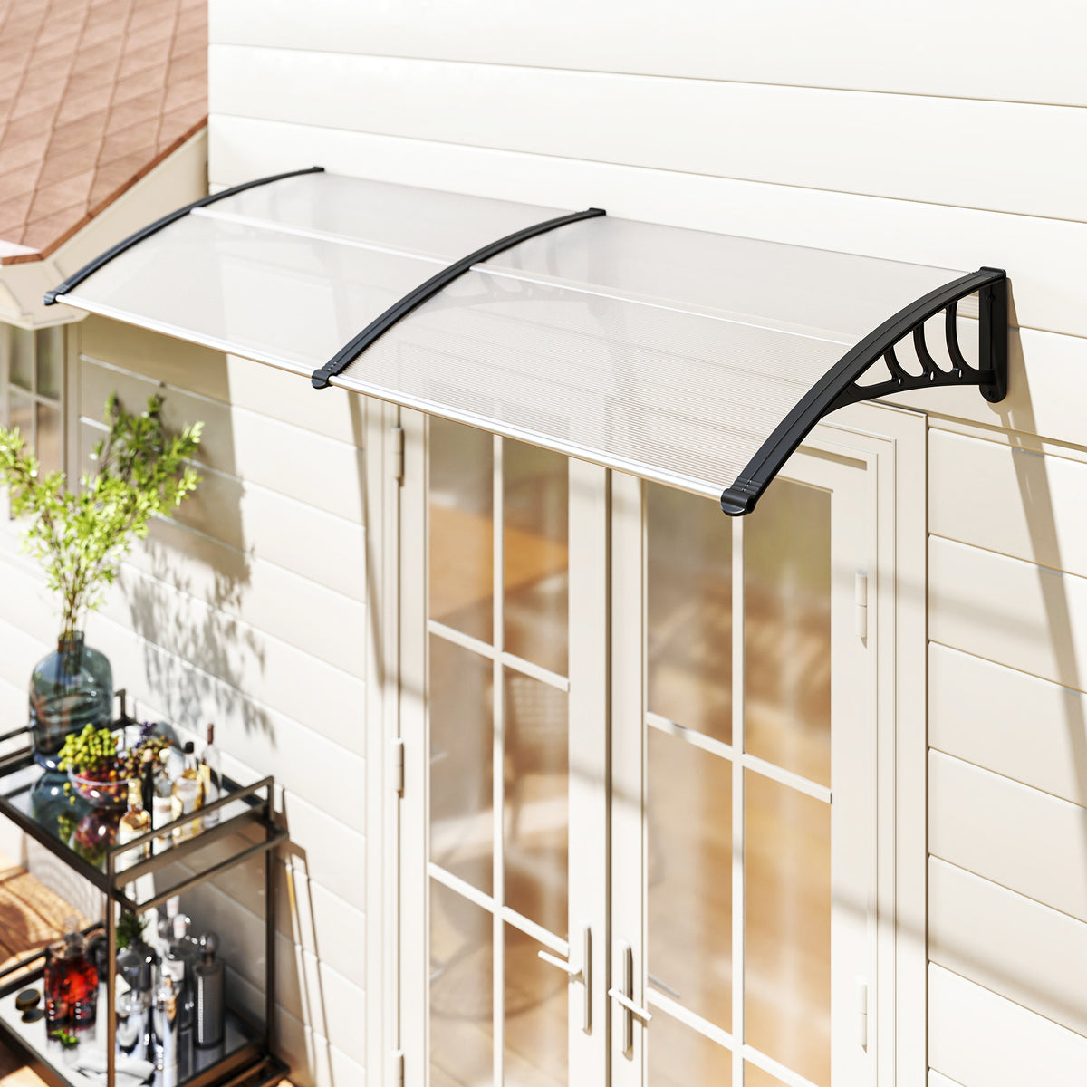 Pultvordach Vordach für Haustür 75x195x23 cm Überdachung 5mm Polycarbonat Sonnenschutz Regenschutz für – Produktabbildung 2