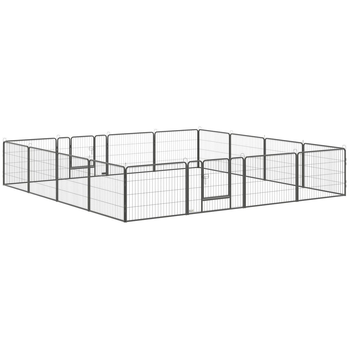 PawHut Welpenlaufstall 16-TLG Welpenauslauf mit 16 Gitterplatten Tür flexibel Schutzplane 60cm hoch